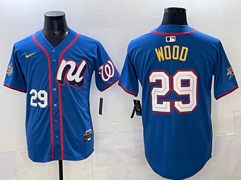Men 2025 Washington Nationals #29 Wood blue Nike jersey style 45->washington nationals->MLB Jersey
